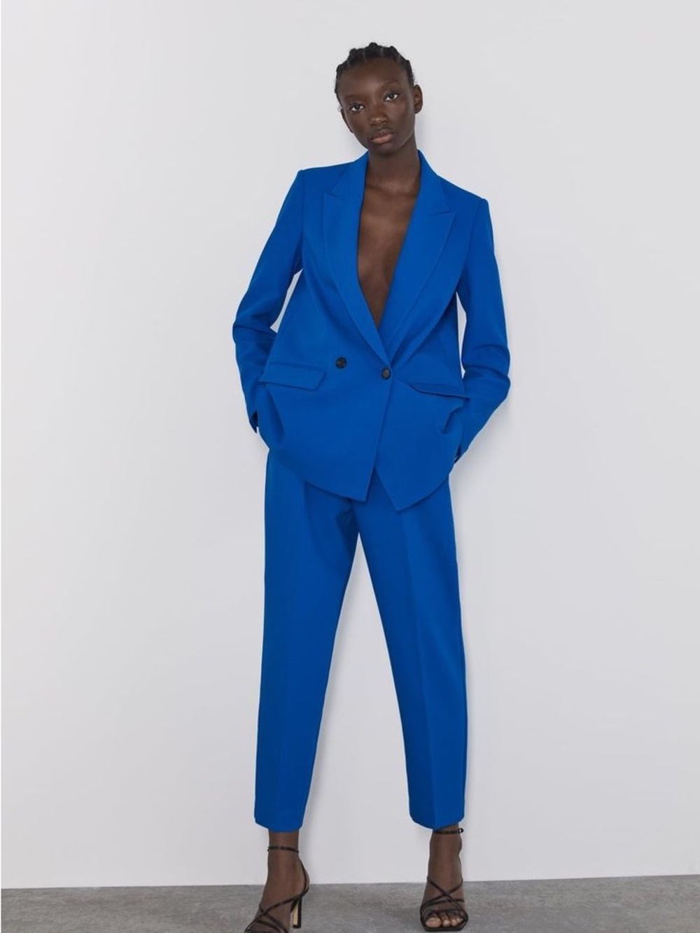 ZARA Cobalt Blue Double-Breasted Blazer